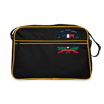 Nationalwappen von der Dominikanischen Republik - Retro Tasche - Schwarz/Gold - Vorne