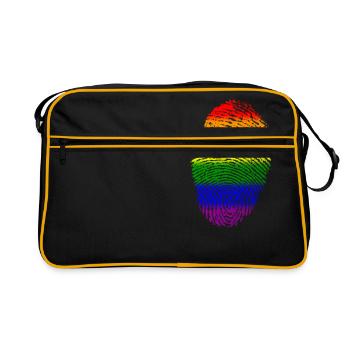 fingerprint i love wurzeln gay proud lgtb - Retro Tasche - Schwarz/Gold - Vorne