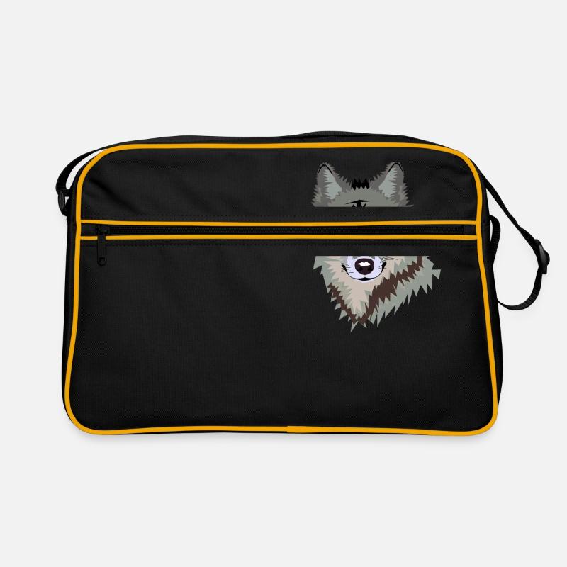 Wolf - Retro Tasche - Schwarz/Gold