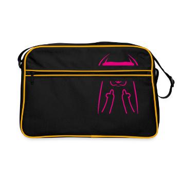 Mittelfinger Hunde Cartoon Geschenk liebe dog - Retro Tasche - Schwarz/Gold - Vorne