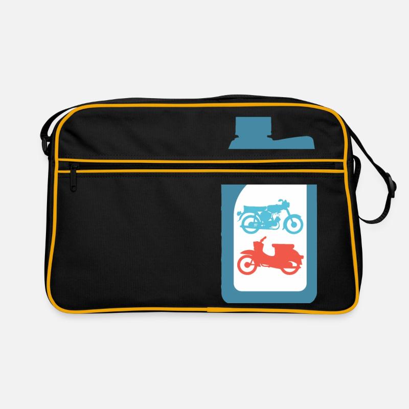 Benzingemisch Zweitaktoel Design Simson DDR Schwalbe S51 - Retro Tasche - Schwarz/Gold