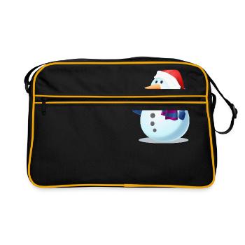 Schneemann - Retro Tasche - Schwarz/Gold - Vorne