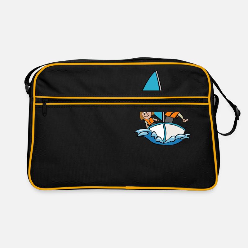 Segelboot - Retro Tasche - Schwarz/Gold