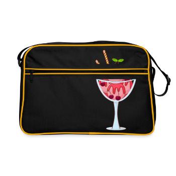 Eis Speiseeis Eiskrem Eiscreme Kugeleis Eisbecher - Retro Tasche - Schwarz/Gold - Vorne
