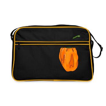 Chili Pepper Chilischote Habanero Essen Scharf - Retro Tasche - Schwarz/Gold - Vorne