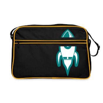 navette spatiale fusée fusée ufo lune vaisseau spatial - Sac Retro - noir/or - Devant