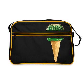 Kaktus mit Eiscreme - Retro Tasche - Schwarz/Gold - Vorne