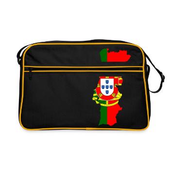 Carte du drapeau du Portugal - Sac Retro - noir/or - Devant