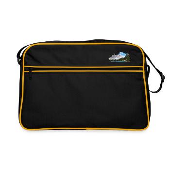 Österreich Berge See Panorama - Retro Tasche - Schwarz/Gold - Vorne