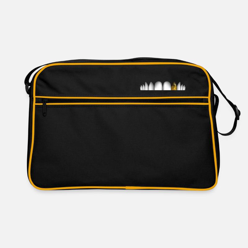 teeth with gold tooth - Retro Bag - black/gold