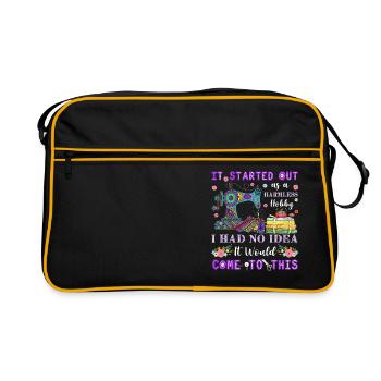 Quilting Saying Sewing hobby Design - Retro Bag - black/gold - Front