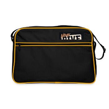 NEVER GIVE UP! - Retro Tasche - Schwarz/Gold - Vorne