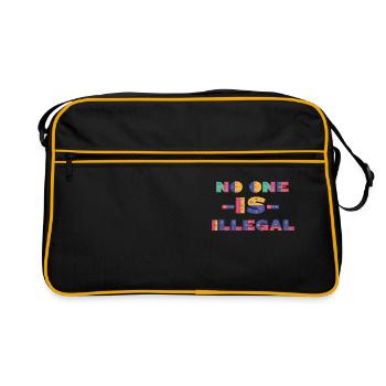 Personne n’est illégal, réfugié, slogan - Sac Retro - noir/or - Devant