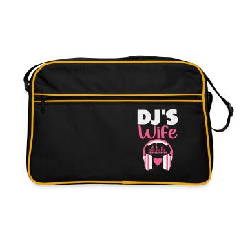 DJ's Freundin Frau Musik Techno Vinyl 33 RPM - Retro Tasche - Schwarz/Gold - Vorne