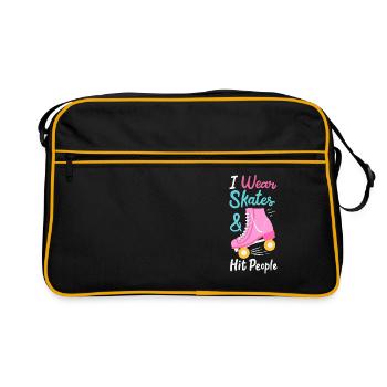 Patinage patineur patineur rollers rollers en ligne - Sac Retro - noir/or - Devant