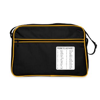 Avion Pilote Contrôleur aérien Phonetisches Alphabet - Sac Retro - noir/or - Devant