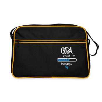Opa 2023 Loading Schwangerschaft Großvater Geburt - Retro Tasche - Schwarz/Gold - Vorne