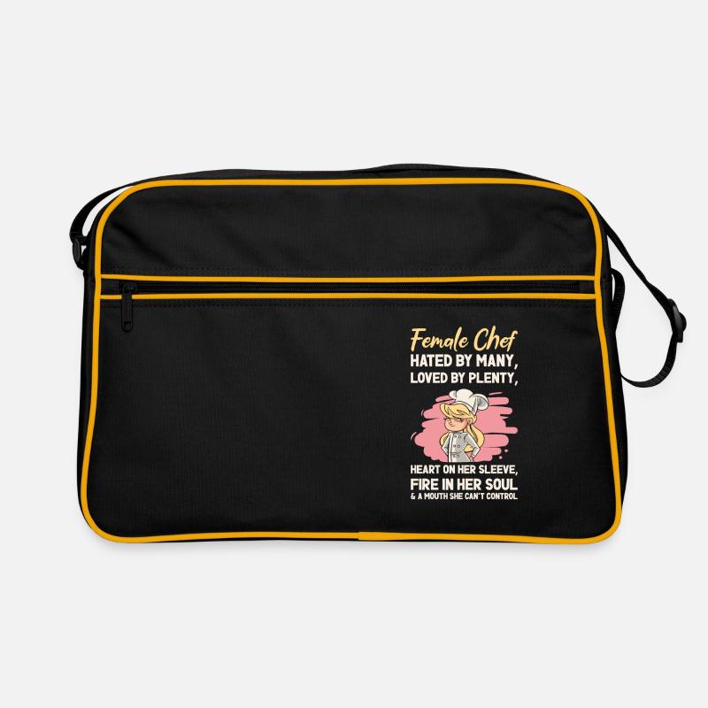 Weiblicher Chefkoch Kochen Mahlzeiten Retro Tasche
