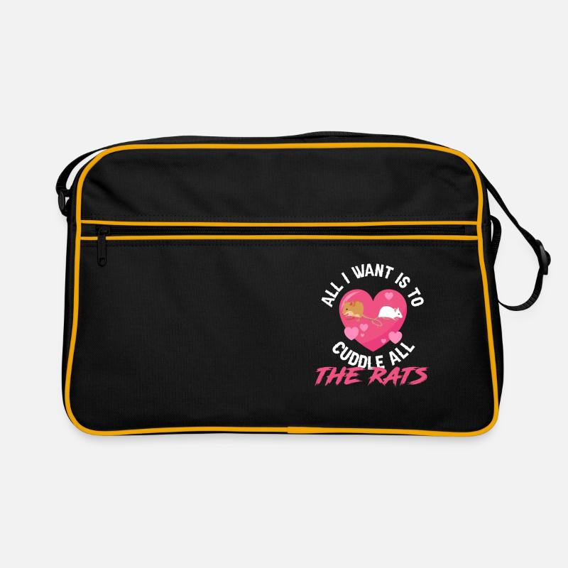 Rat Cuddling Rodent Cuddle Rat Lovers Retro Tasche