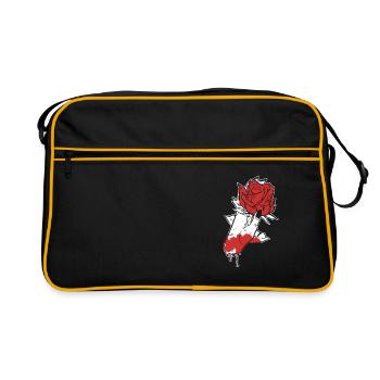 Aesthetic Dark Pattern Hand Bleeding Holding Rose - Retro Bag - black/gold - Front