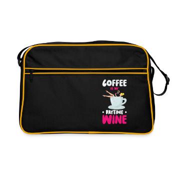 Kaffee Koffein Weintrinken Kaffeesüchtig - Retro Tasche - Schwarz/Gold - Vorne