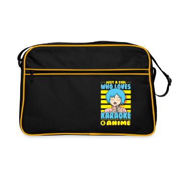 Just A Girl Karaoke Anime Vocalist Singing Singer - Retro Bag - black/gold - Front