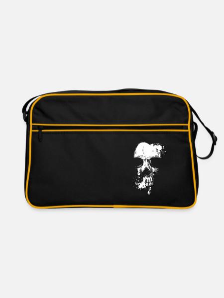 Skull Head and Scarf Gothic Bones Aesthetic Dark - Retro Bag - black/gold - Front