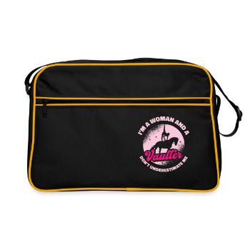 Equestrian Horse Vaulting Vaulter Horseback - Retro Bag - black/gold - Front