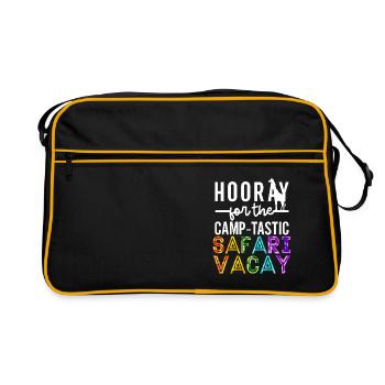 Safari Urlaub Camping Reiseführer - Retro Tasche - Schwarz/Gold - Vorne