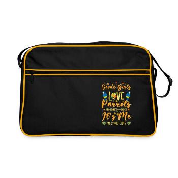 Macaw Pet Papagei Besitzer Mädchen trinken - Retro Tasche - Schwarz/Gold - Vorne