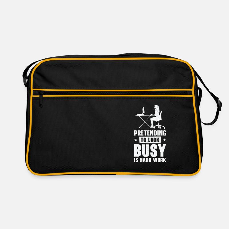 Vorgeben beschäftigt harte Arbeit Mitarbeiter Retro Tasche