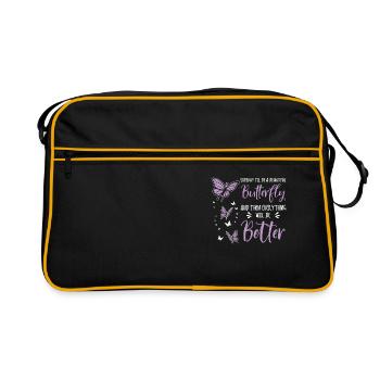 Himmlischer Schmetterling Mystische - Retro Tasche - Schwarz/Gold - Vorne