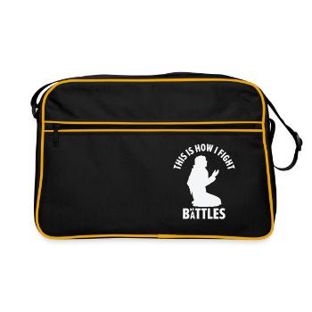 Jesus Anbetung Christliche Kämpfe Religiöser - Retro Tasche - Schwarz/Gold - Vorne