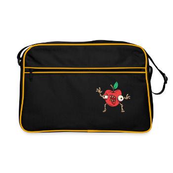 Halloween Apple Zombie Food Fruit Monster Spooky - Retro Bag - black/gold - Front