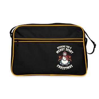 Frohe schaurige Weihnachten Halloween - Retro Tasche - Schwarz/Gold - Vorne