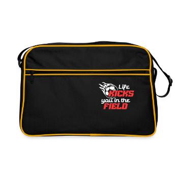 LIFE KICKS YOU IN THE FIELD - Retro Bag - black/gold - Front