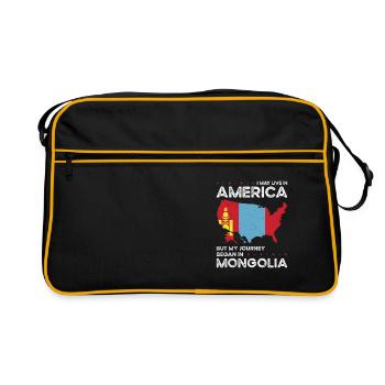 Born Mongolian Mongolia American USA Citizenship - Retro Bag - black/gold - Front