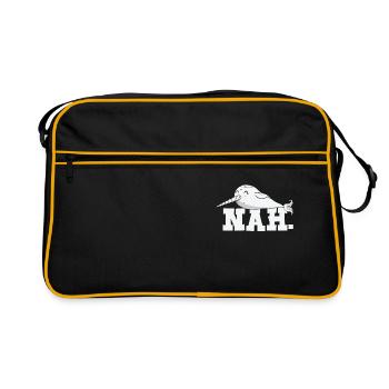 Zögernder Narwal Liebhaber Wassertiere Narwal - Retro Tasche - Schwarz/Gold - Vorne