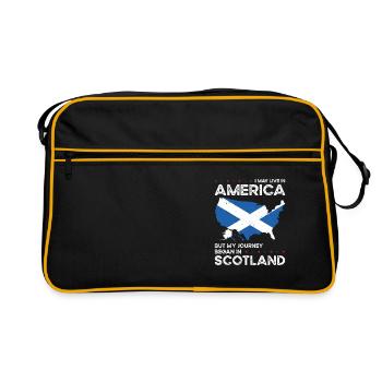 Geboren Schottisch Schottland Amerikanisch USA - Retro Tasche - Schwarz/Gold - Vorne