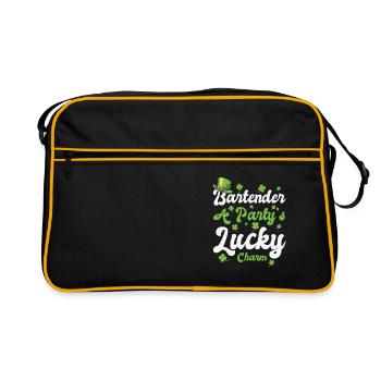 St. Patrick's Day Shamrock Clover Bartender Lucky - Retro Bag - black/gold - Front