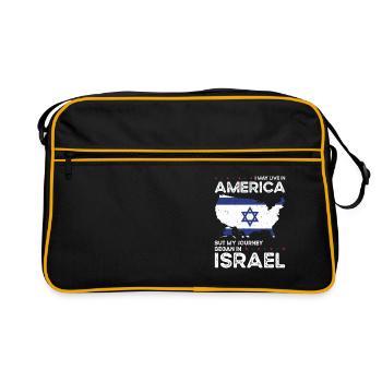 Né Israël Israélien Américain USA - Sac Retro - noir/or - Devant