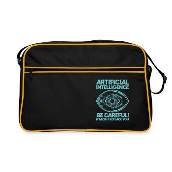 AI Machine Learning Computer Geek Technology Robot - Retro Bag - black/gold - Front