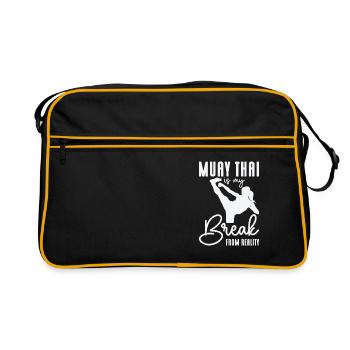Muay Thai Trainer Kickboxing Instruktor Kampfsport - Retro Tasche - Schwarz/Gold - Vorne