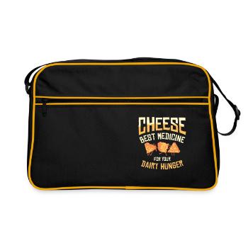 Beste Medizin Käse Foodie Molkerei Käseliebhaber - Retro Tasche - Schwarz/Gold - Vorne
