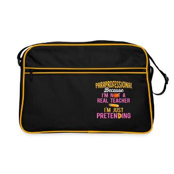 Aide-enseignante enseignante - Sac Retro - noir/or - Devant