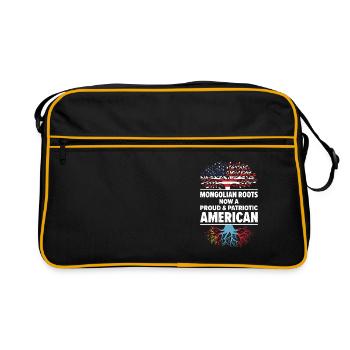 Born Mongolian Mongolia American USA Citizenship - Retro Bag - black/gold - Front