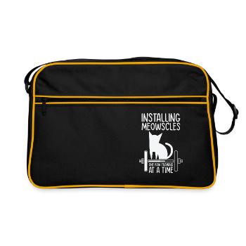 Cat Weightlifting Pet Owner Installing Weight - Retro Bag - black/gold - Front