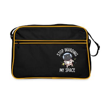 Space Purring Cat Astronaut Cat Lover Spaceship - Retro Bag - black/gold - Front