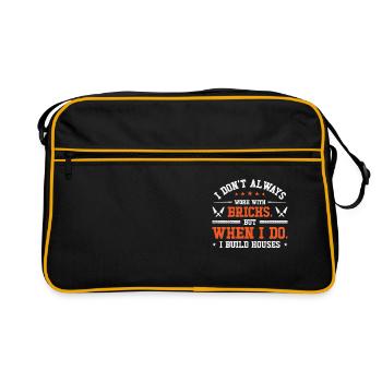 Bricklayer Brick Mason Masonry - Retro Bag - black/gold - Front
