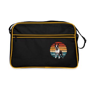 Boston Bull Terrier Vintage Dog Retro Dogs - Sac Retro - noir/or - Devant